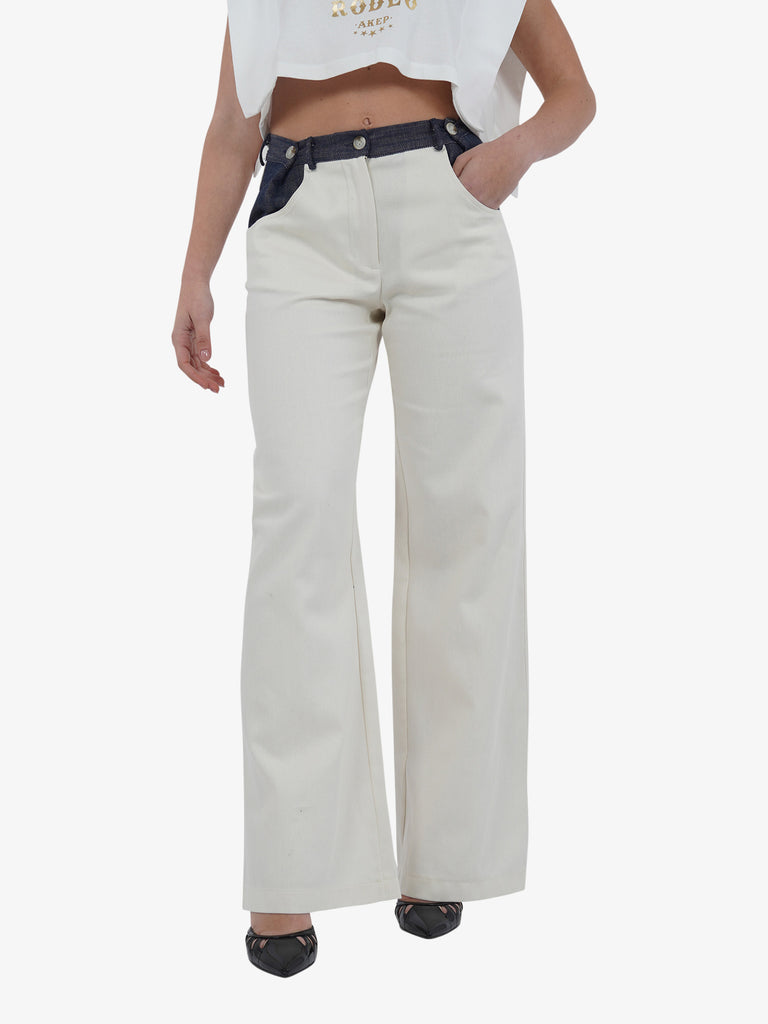 HAVE ONE Pantalone PVS-L161 donna cotone bianco