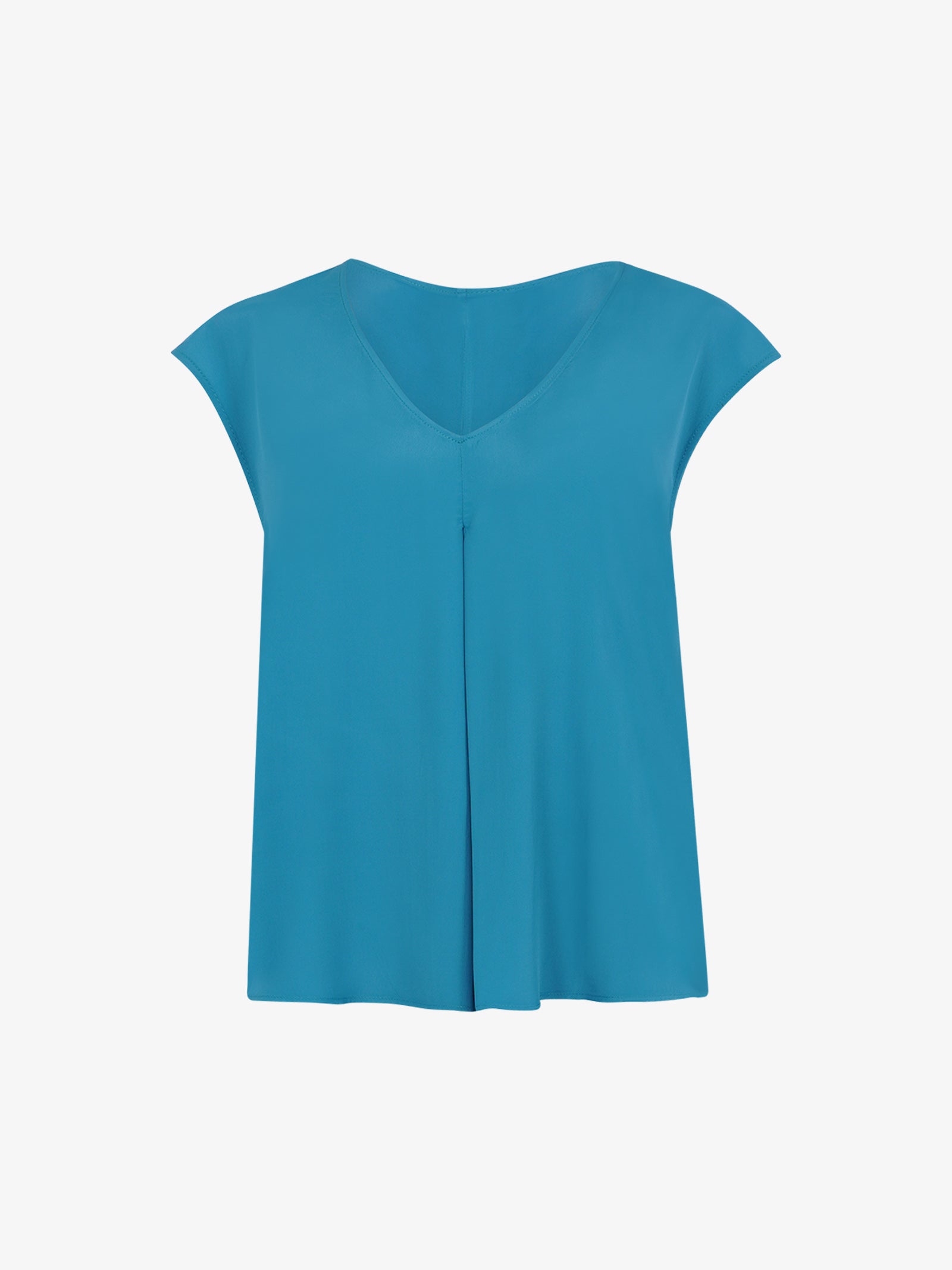 JIJIL Blusa a maniche corte BL298 donna in misto seta azzurro