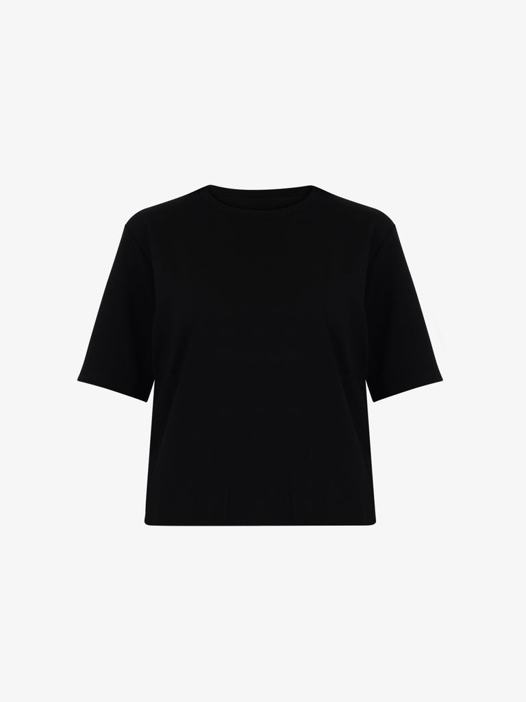 JIJIL T-shirt regolare TS057 donna in misto viscosa nero