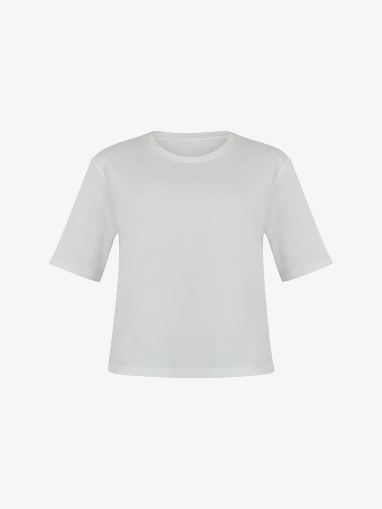 JIJIL T-shirt regolare TS057 donna in misto viscosa bianco caldo