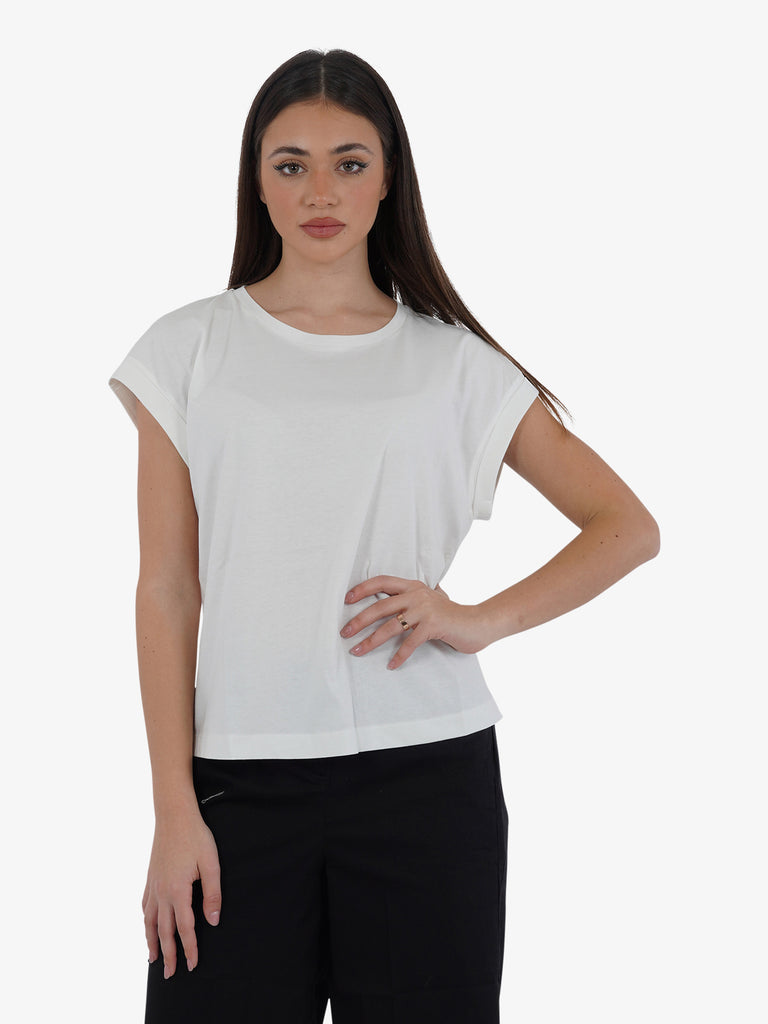 JIJIL T-shirt girocollo TS266 donna in cotone bianco caldo