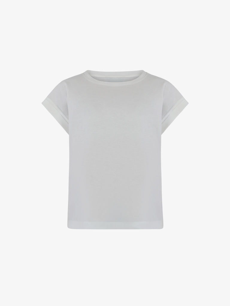 JIJIL T-shirt girocollo TS266 donna in cotone bianco caldo