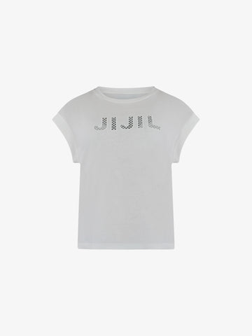 JIJIL T-shirt TS266 donna in cotone con logo bianco