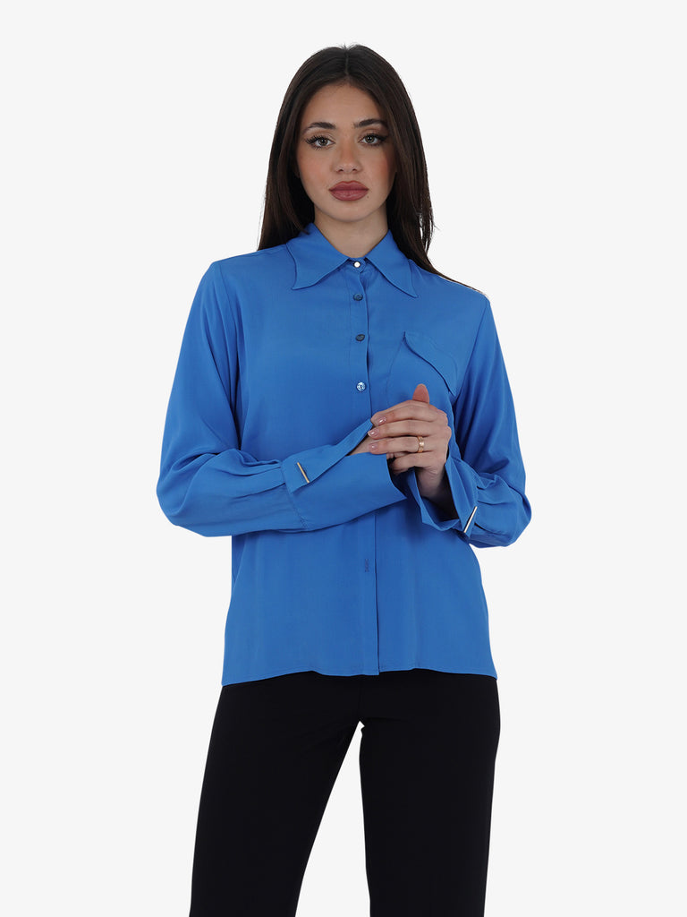 MERCI Camicia C381 donna acetato azzurro