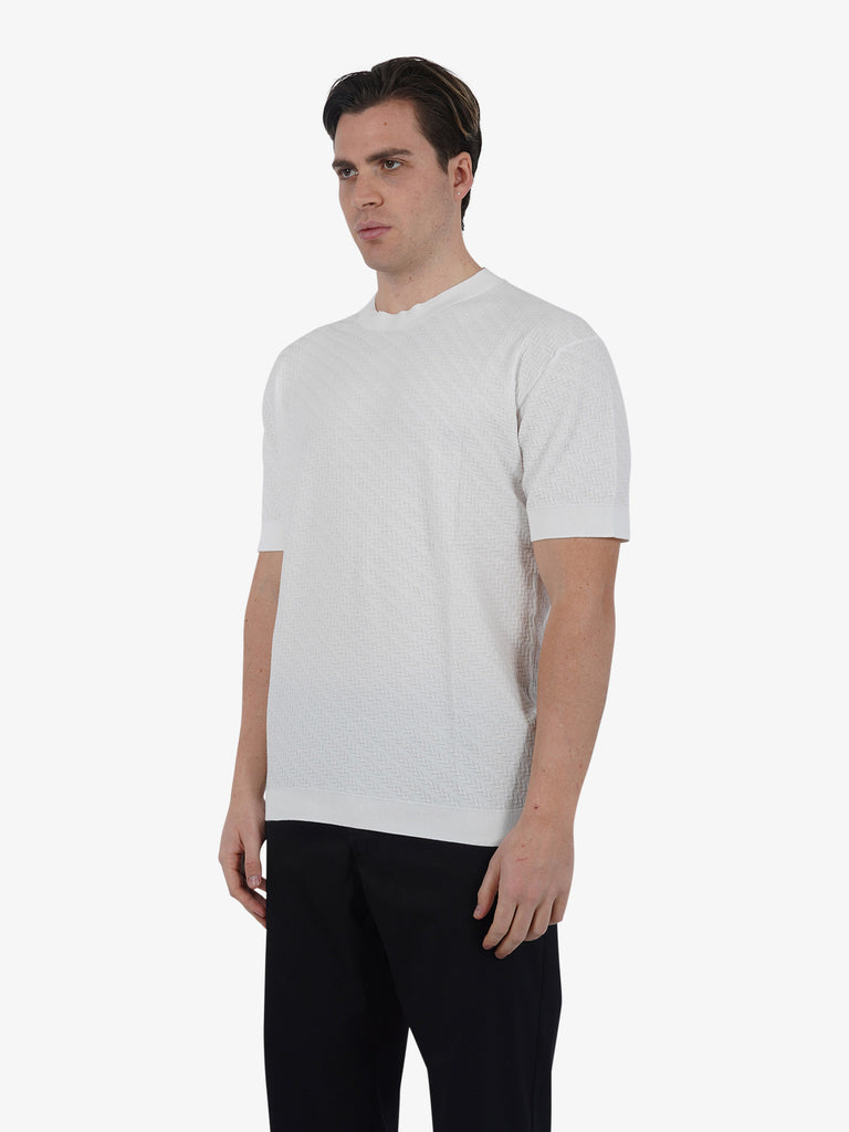 PAOLO PECORA T-shirt girocollo A024F100 uomo cotone panna