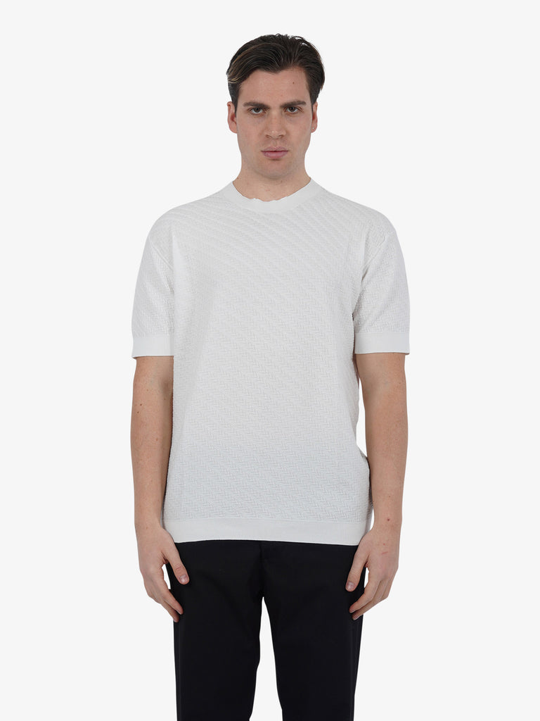 PAOLO PECORA T-shirt girocollo A024F100 uomo cotone panna
