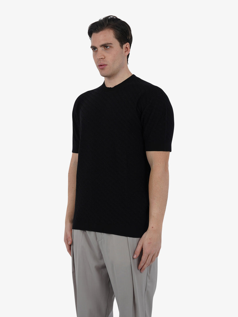 PAOLO PECORA T-shirt girocollo A024F100 uomo cotone nero