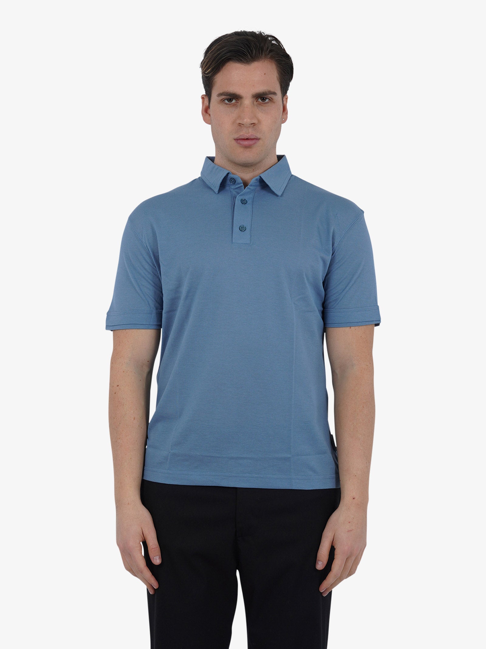 PAOLO PECORA Polo F1414138 uomo cotone azzurro