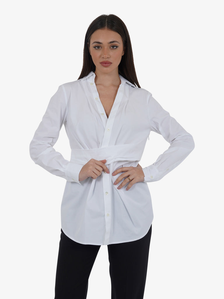 SEMICOUTURE Camicia con fascia Deana Y4SK04 donna in popeline bianco