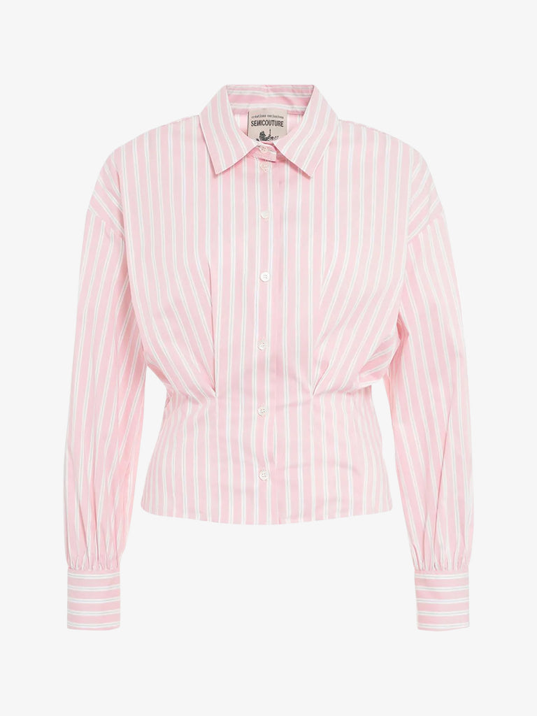 SEMICOUTURE Camicia Jenna in popeline donna in popeline bicolore rosa
